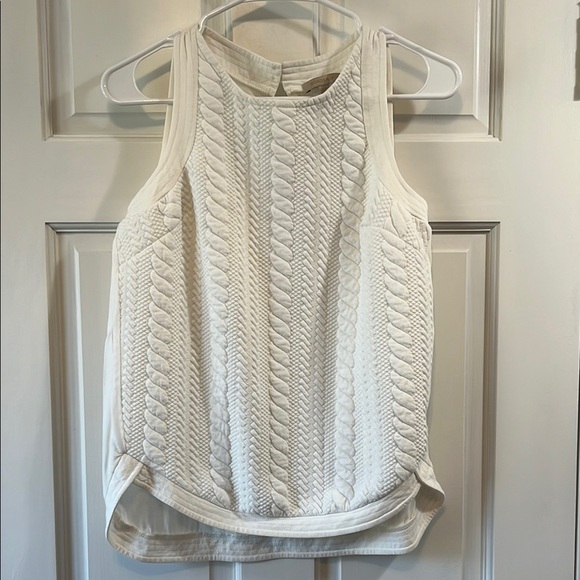 Bordeaux White Textured Herringbone Quilted Tank Top - Size Small - Picture 1 of 15